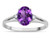 Star K Oval 8x6 Genuine Amethyst Split Shank Three Stone Engagement Promise Ring - 316976P9