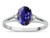 Star K Oval 8x6 Genuine Iolite Split Shank Three Stone Engagement Promise Ring - 316985A45