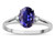 Star K Oval 8x6 Genuine Iolite Split Shank Three Stone Engagement Promise Ring - 316985P8