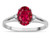 Star K Oval 8x6 Created Ruby Split Shank Three Stone Engagement Promise Ring - 316990A75