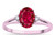 Star K Oval 8x6 Created Ruby Split Shank Three Stone Engagement Promise Ring - 316990B85