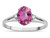 Star K Oval 8x6 Created Pink Sapphire Split Shank Three Stone Engagement Promise Ring - 316991B5