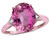 Star K Large Oval 12x10 Created Pink Sapphire 3 Stone Trillion Setting Ring - 316237B85