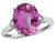 Star K Large Oval 12x10 Simulated Pink Tourmaline 3 Stone Trillion Setting Ring - 316238P65