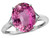 Star K Large Oval 12x10 Created Pink Sapphire 3 Stone Trillion Setting Ring - 316254W7