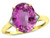 Star K Large Oval 12x10 Simulated Pink Tourmaline 3 Stone Trillion Setting Ring - 316255AF75