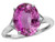 Star K Large Oval 12x10 Simulated Pink Tourmaline 3 Stone Trillion Setting Ring - 316255W7