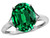 Star K Large Oval 12x10 Simulated Emerald 3 Stone Trillion Setting Ring - 316241B65