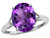 Star K Large Oval 12x10 Genuine Amethyst 3 Stone Trillion Setting Ring - 316228P55