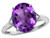 Star K Large Oval 12x10 Genuine Amethyst 3 Stone Trillion Setting Ring - 316228P55
