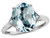 Star K Large Oval 12x10 Simulated Aquamarine 3 Stone Trillion Setting Ring - 316240A45