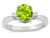 Star K 3 Three Stone Round Genuine Peridot Classic Engagement Promise Ring - 316011P6
