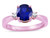 Star K 3 Three Stone Round Created Sapphire Classic Engagement Promise Ring - 316014B5