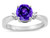 Star K 3 Three Stone Round Genuine Amethyst Classic Engagement Promise Ring - 316026AF45