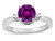 Star K 3 Three Stone Round Genuine Rhodolite Classic Engagement Promise Ring - 316013A8