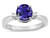 Star K 3 Three Stone Round Genuine Iolite Classic Engagement Promise Ring - 316008B4