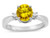 Star K 3 Three Stone Round Genuine Citrine Classic Engagement Promise Ring - 316010A9