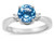 Star K 3 Three Stone Round Genuine Blue Topaz Classic Engagement Promise Ring - 316003A75