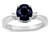 Star K 3 Three Stone Round Genuine Black Sapphire Classic Engagement Promise Ring - 316006B5