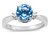 Star K 3 Three Stone Round Genuine Blue Topaz Classic Engagement Promise Ring - 316003P65