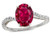 Star K Big Stone Oval 10x8 Created Ruby Bypass solitaire engagement promise ring - 314700A65