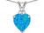 Star K 8mm Heart Shape Blue Created Opal Three Stone Pendant Necklace