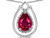Star K 8x6 Pear Shape Created Ruby Halo Pendant Necklace - 313743W