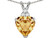 Star K 8mm Heart Shape Simulated Imperial Yellow Topaz Three Stone Pendant Necklace - 313767P