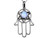 Star K Large Hamsa Hand Jewish Star of David Pendant Necklace with Simulated Opal in 10 kt White Gold 310918AF