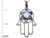 Star K Large Hamsa Hand Jewish Star of David Pendant Necklace with Simulated Opal in 10 kt White Gold 310918AF