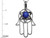 Star K Large Hamsa Hand Jewish Star of David Pendant Necklace with Simulated Star Sapphire in 10 kt White Gold 310919AF