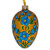 Blue Flowers on Orange Glass Egg Ornament