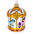 Golden Carousel with Horses Glass Christmas Ornament