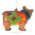 Brown Bear with Poinsettia Glass Christmas Ornament