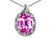 Tommaso Design Oval 10x8mm Created Pink Sapphire Pendant Necklace in 14 kt White Gold 300955B