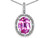 Tommaso Design Oval 9x7mm Simulated Pink Tourmaline Pendant Necklace in 10 kt White Gold 301636AF