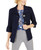 JM Collection Women's Collection Textured Bell-Sleeve Jacket  Dark Blue Size Large