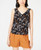 Bar III Women's Printed Sleeveless V-Neck Top  Black Size Extra Small