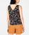 Bar III Women's Printed Sleeveless V-Neck Top  Black Size Extra Small