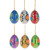 Set of 6 Multicolor Flowers Ukrainian Wooden Easter Eggs Pysanky Ornaments