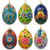 Set of 6 Garden Flowers Ukrainian Wooden Easter Eggs Ornaments Pysanky