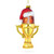 Football Trophy in Santa Hat Glass Christmas Ornament