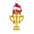 Football Trophy in Santa Hat Glass Christmas Ornament