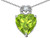 Star K Heart Rope Pendant Necklace with Genuine Peridot in 14 kt White Gold