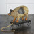 10" Black and White Wood Textured Pig on Cart Outdoor Garden Statue