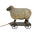 10" Black and White Wood Textured Sheep on Cart Outdoor Garden Statue