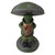 10" Green and Gray LED Solar Leprechaun Leaning on Mushroom Statue