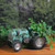 12.25" Green and Black Distressed Tractor Garden Patio Planter