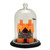 9.75" Clear and Orange LED Spooky House with a Bat on the Roof Halloween Cloche