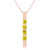 Galaxy Gold  14k Solid Yellow, White and Rose Gold Vertical Bar Necklace with 0.35 CTW Princess-cut Natural Peridot Pendant (rose-gold, 22)